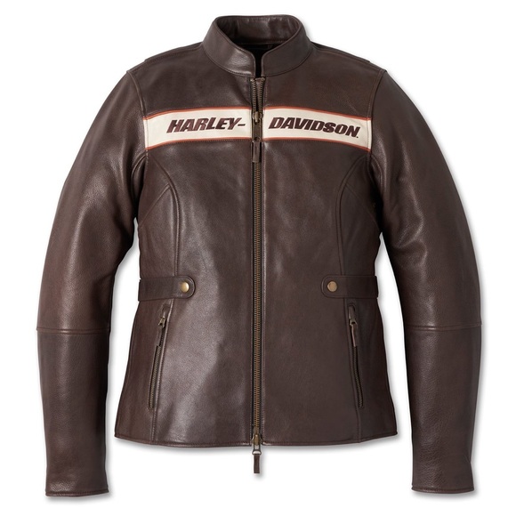 Harley-Davidson Women's Victory Lane Leather Brown Jacket Size Small NWT - Picture 1 of 14